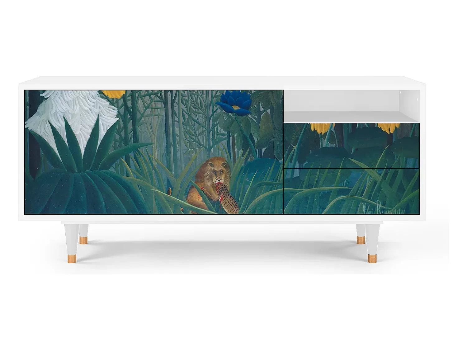 Mueble de TV - 125х56х41 cm - T7 - The Repast of the Lion, Branco^ Móvel De Tv