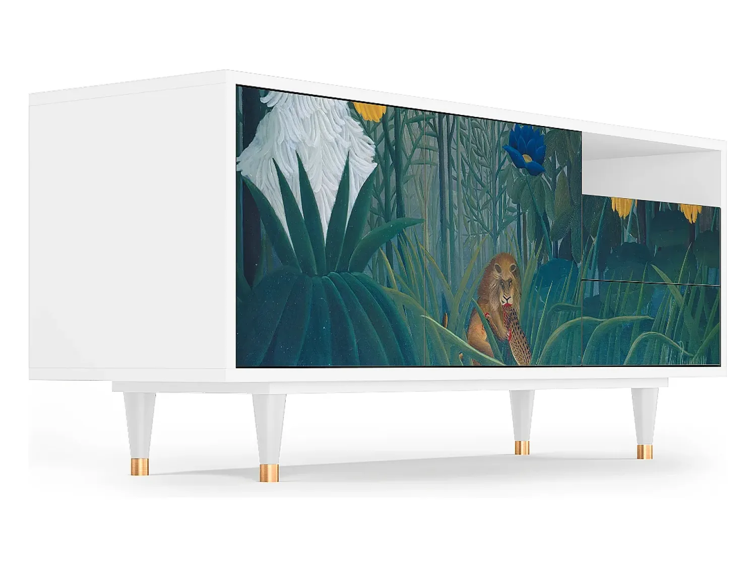 Mueble de TV - 125х56х41 cm - T7 - The Repast of the Lion, Branco^ Móvel De Tv