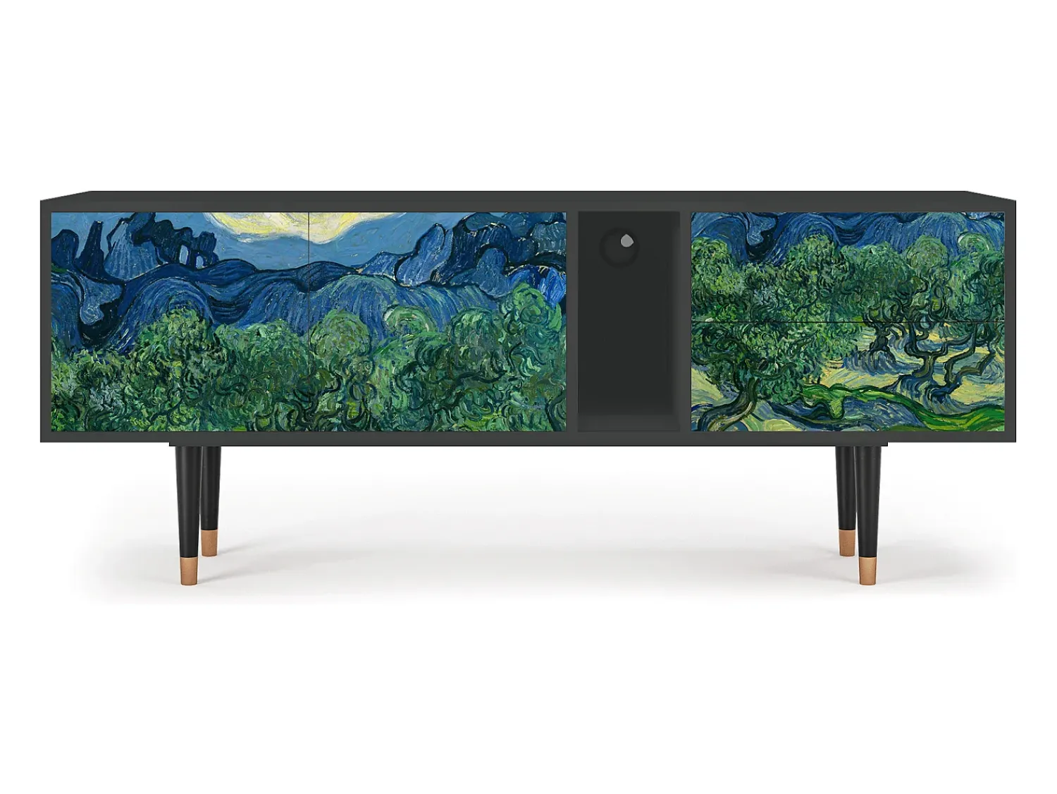 Móvel De Tv| Mueble de TV - 170х69х48 cm - T1 - The Oil Trees, Antracite Cinza antracite