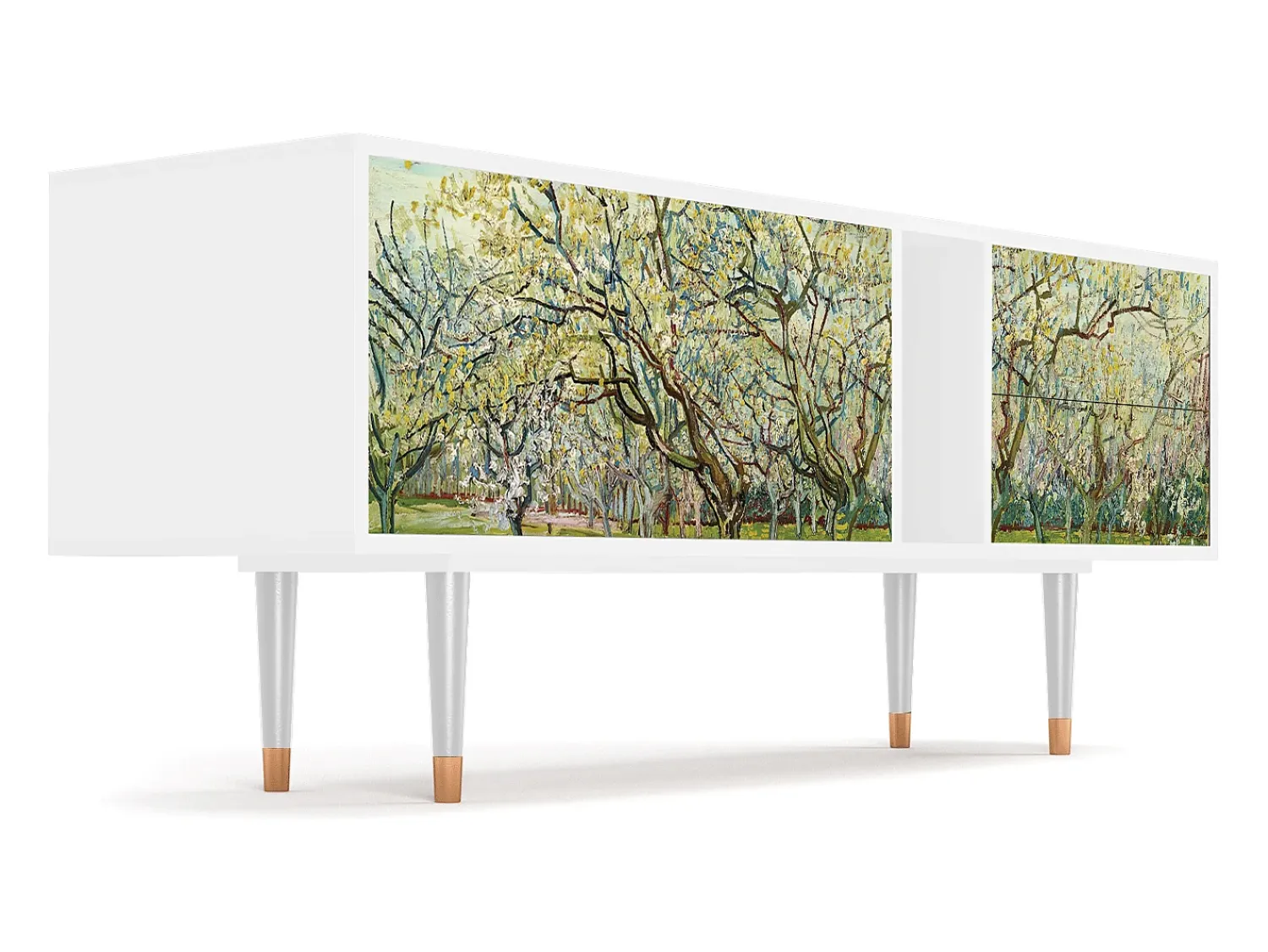 Móvel De Tv| Mueble de TV - 170х69х48 cm - T1 - The Branco Orchard, Branco Bege