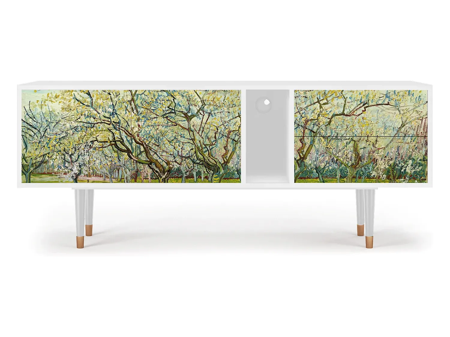 Móvel De Tv| Mueble de TV - 170х69х48 cm - T1 - The Branco Orchard, Branco Bege