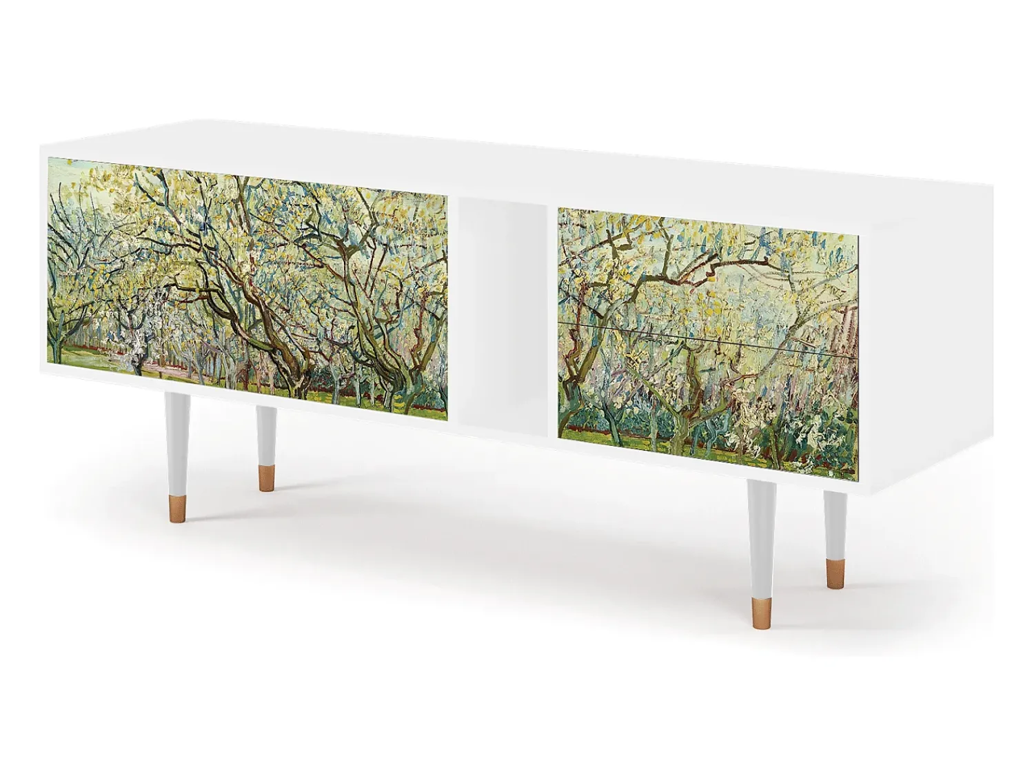 Móvel De Tv| Mueble de TV - 170х69х48 cm - T1 - The Branco Orchard, Branco Bege