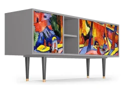 Móvel De Tv* Mueble de TV - 150х69х41 cm - T5 - The Turning Road, Cinza Cinzento
