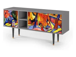 Móvel De Tv* Mueble de TV - 150х69х41 cm - T5 - The Turning Road, Cinza Cinzento