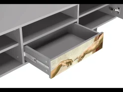 Móvel De Tv| Mueble de TV - 170х59х41 cm - T6 - The Creation of Adam, Cinza Cinzento