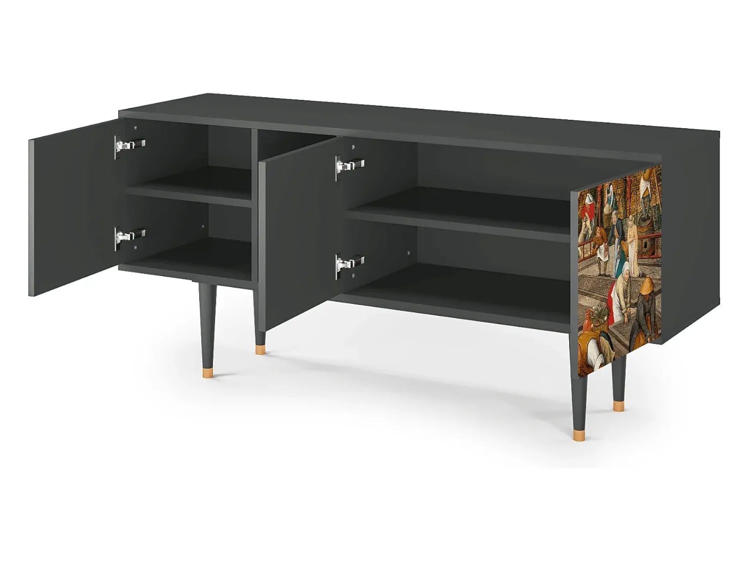 Mueble de TV - 150х69х41 cm - T5 - The Younger - Spring, Antracite^ Móvel De Tv