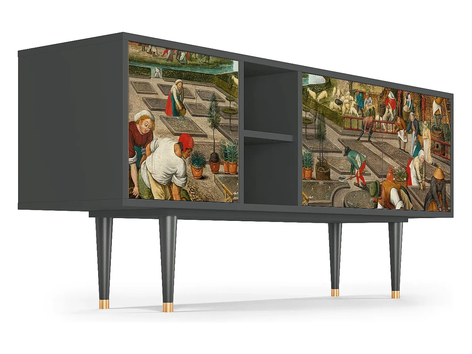 Mueble de TV - 150х69х41 cm - T5 - The Younger - Spring, Antracite^ Móvel De Tv
