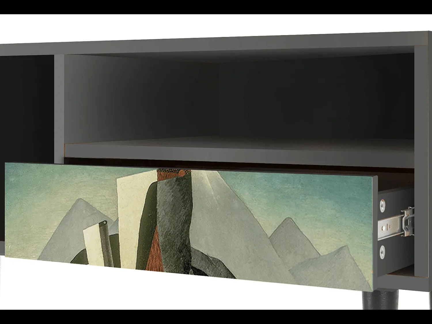Móvel De Tv| Mueble de TV - 115х59х48 cm - T3 - The Cubist Paintings , Antracite Cinza antracite