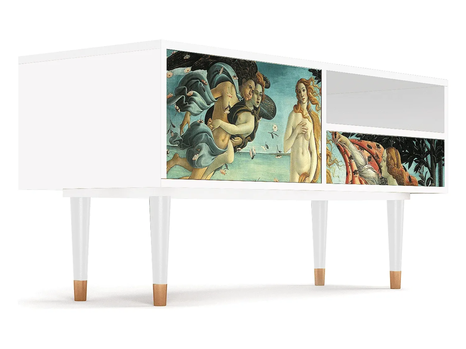 Móvel De Tv* Mueble de TV - 115х59х48 cm - T3 - The Birth of Venus, Branco Bege