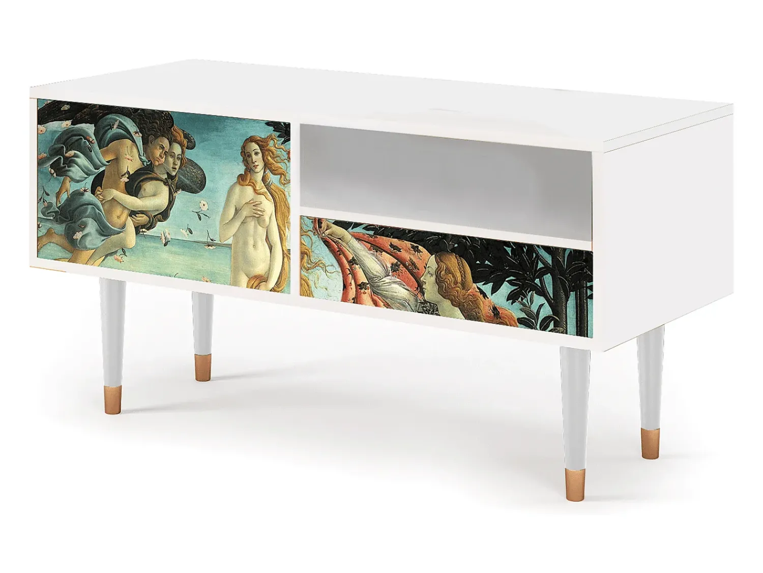 Móvel De Tv* Mueble de TV - 115х59х48 cm - T3 - The Birth of Venus, Branco Bege