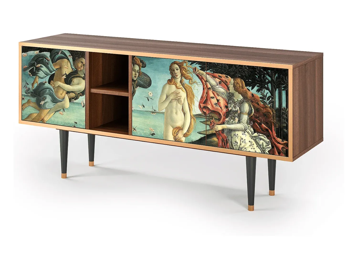 Móvel De Tv| Mueble de TV - 150х69х41 cm - T5 - The Birth of Venus, Nogueira Castanho