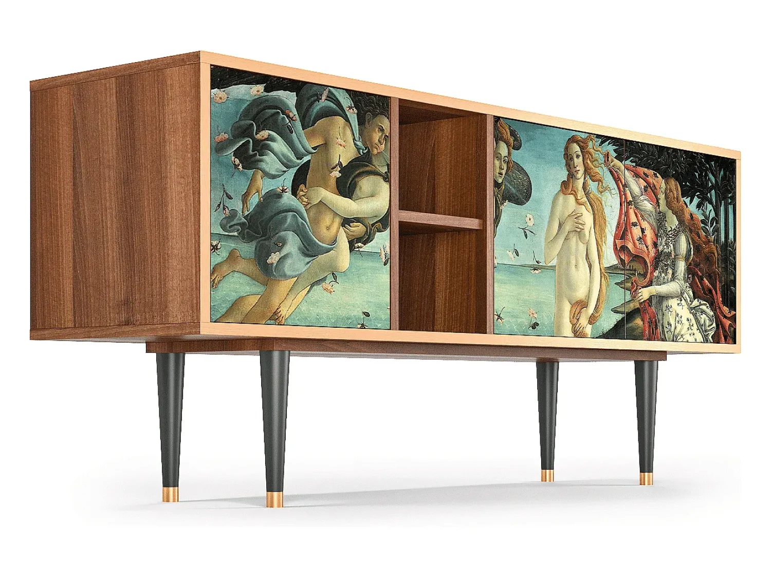 Móvel De Tv| Mueble de TV - 150х69х41 cm - T5 - The Birth of Venus, Nogueira Castanho