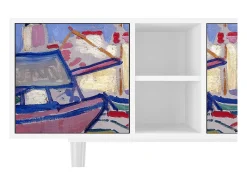 Mueble de TV - 150х69х41 cm - T5 - The Port of Collioure , Branco^ Móvel De Tv