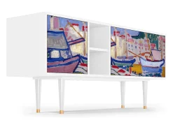 Mueble de TV - 150х69х41 cm - T5 - The Port of Collioure , Branco^ Móvel De Tv