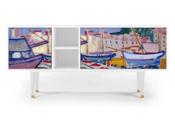 Mueble de TV - 150х69х41 cm - T5 - The Port of Collioure , Branco^ Móvel De Tv