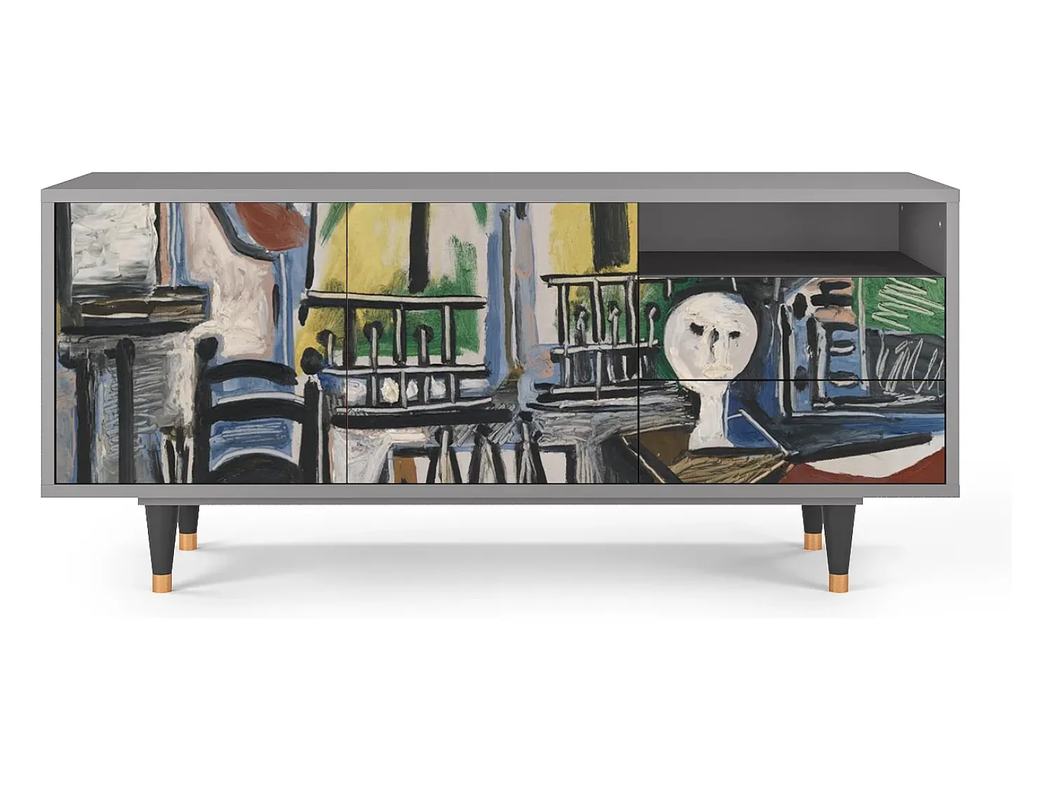 Móvel De Tv| Mueble de TV - 125х56х41 cm - T7 - The Studio , Cinza Cinzento
