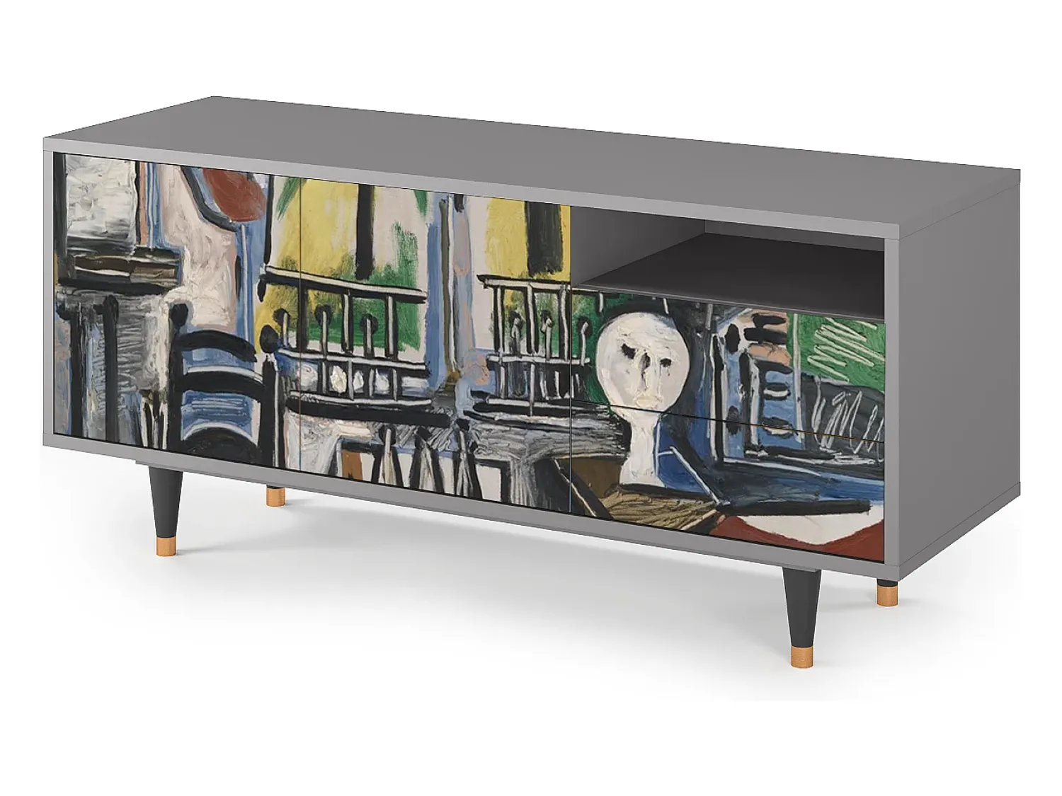 Móvel De Tv| Mueble de TV - 125х56х41 cm - T7 - The Studio , Cinza Cinzento