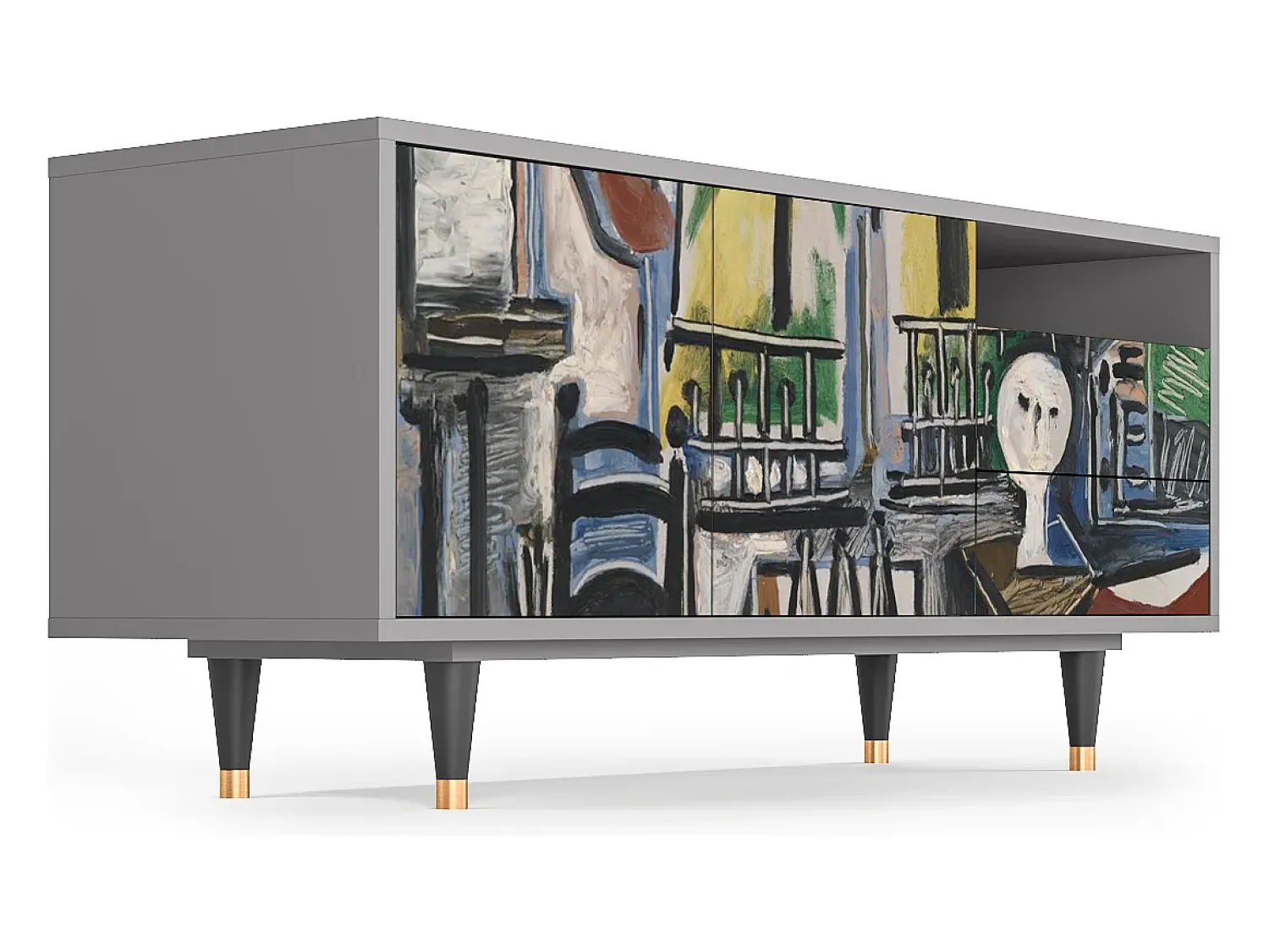 Móvel De Tv| Mueble de TV - 125х56х41 cm - T7 - The Studio , Cinza Cinzento