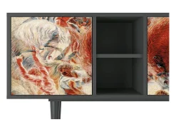 Móvel De Tv* Mueble de TV - 150х69х41 cm - T5 - The City Rises, Antracite Cinza antracite