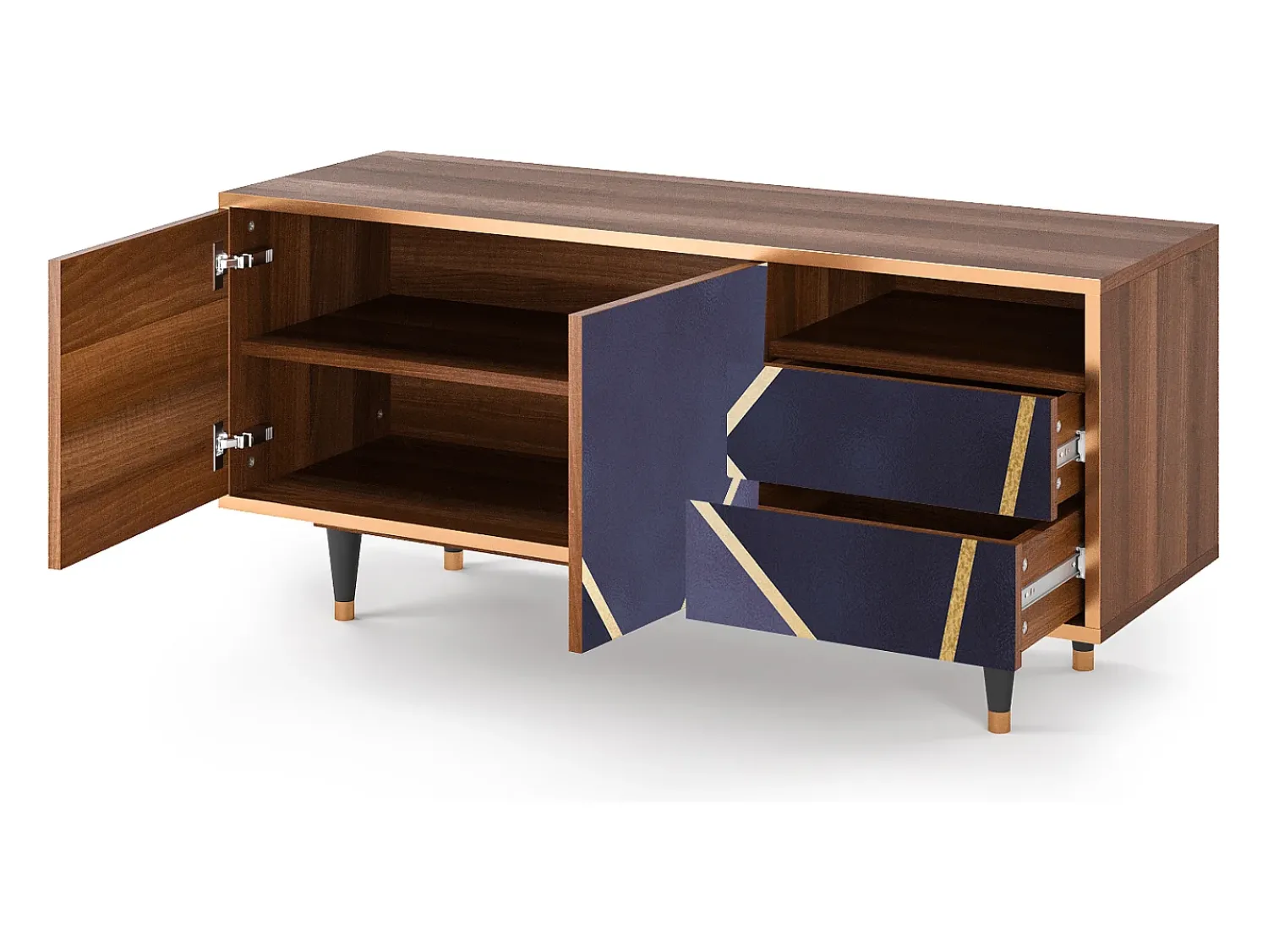 Móvel De Tv| Mueble de TV - 125х56х41 cm - T7 - The Amethyst, Nogueira Castanho
