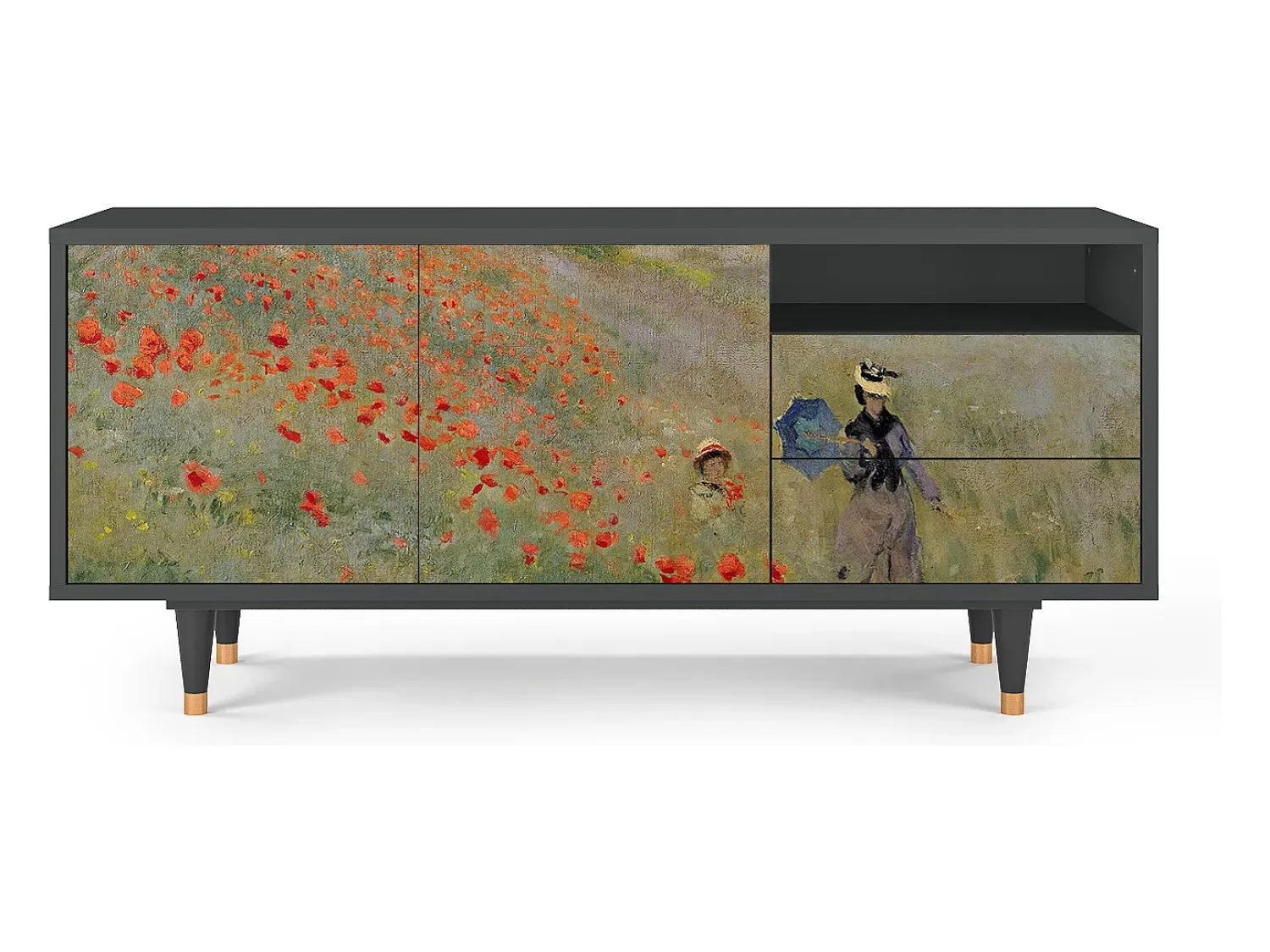 Mueble de TV - 125х56х41 cm - T7 - The Poppy Field , Antracite^ Móvel De Tv