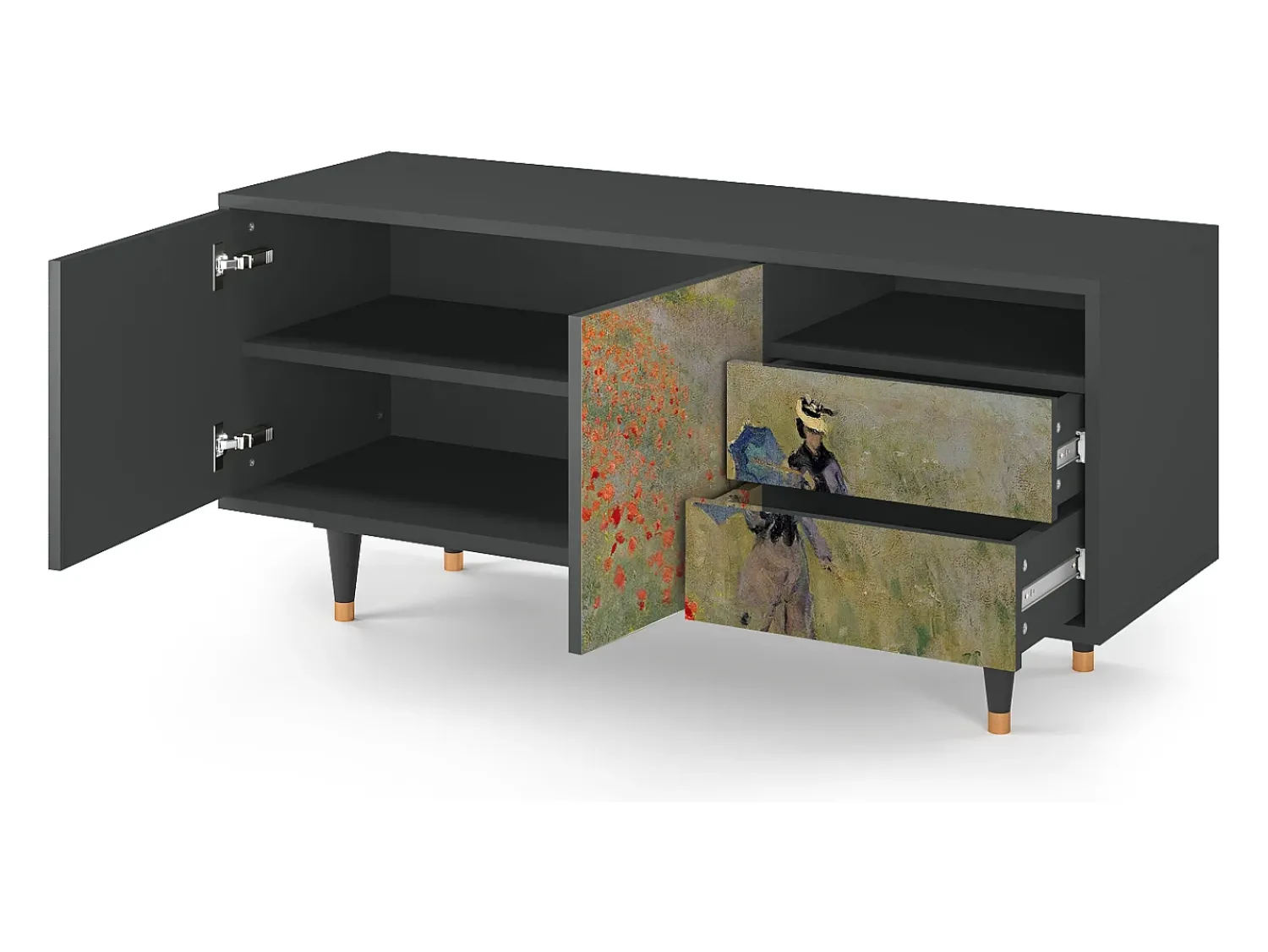Mueble de TV - 125х56х41 cm - T7 - The Poppy Field , Antracite^ Móvel De Tv