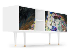 Móvel De Tv* Mueble de TV - 150х69х41 cm - T5 - The Maiden by Klimt, Branco Bege