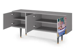 New Mueble de TV - 150х69х41 cm - T5 - The Port of Collioure , Cinza Cinzento