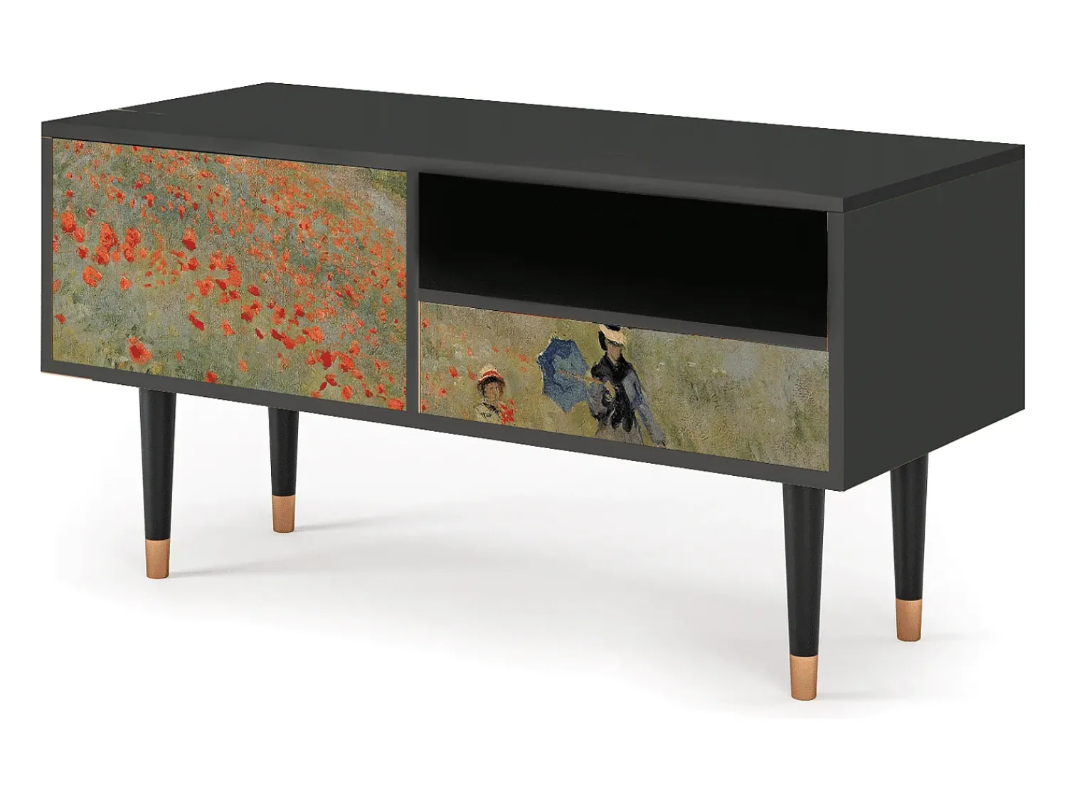 Móvel De Tv| Mueble de TV - 115х59х48 cm - T3 - The Poppy Field , Antracite Cinza antracite