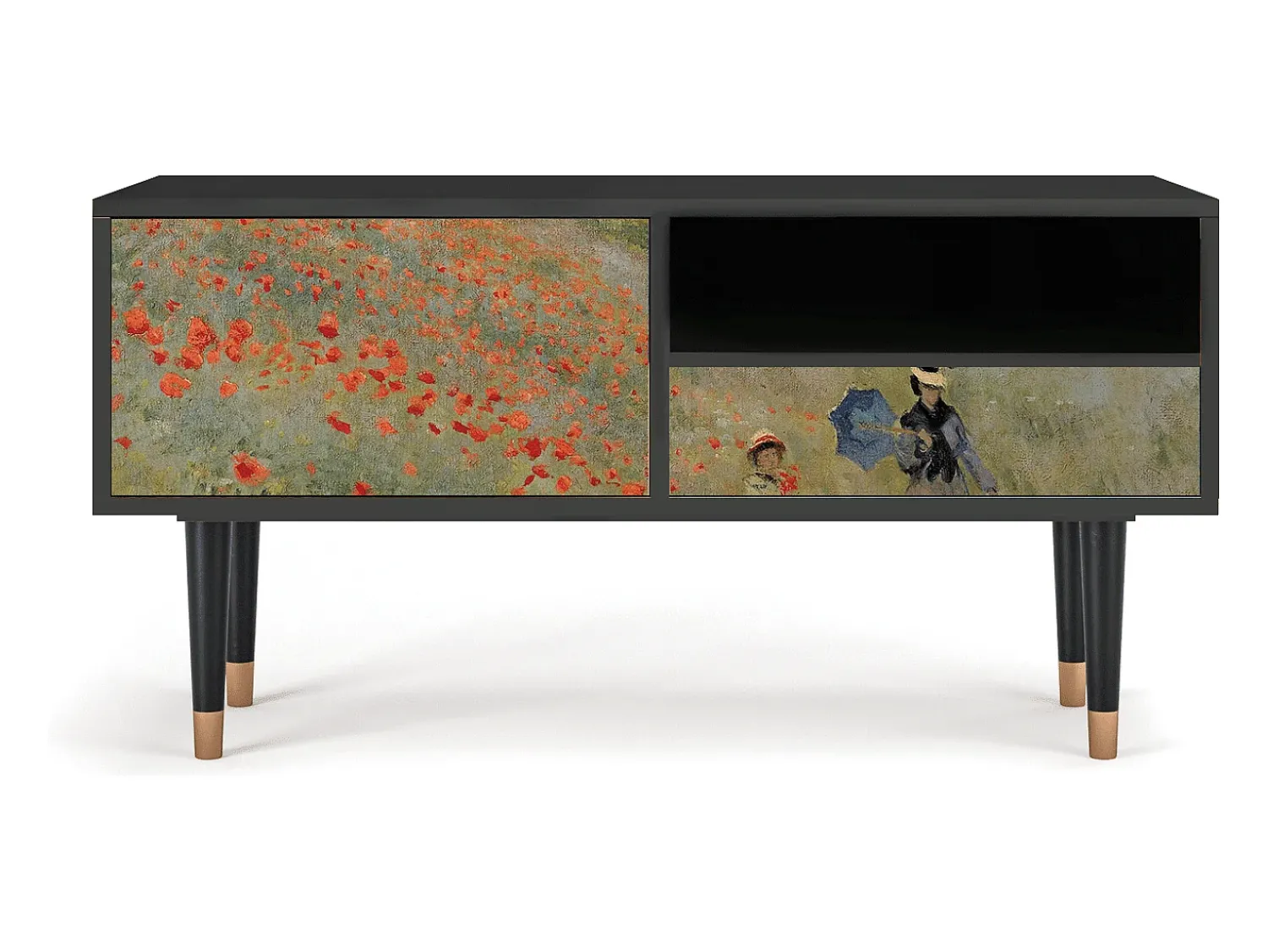 Móvel De Tv| Mueble de TV - 115х59х48 cm - T3 - The Poppy Field , Antracite Cinza antracite