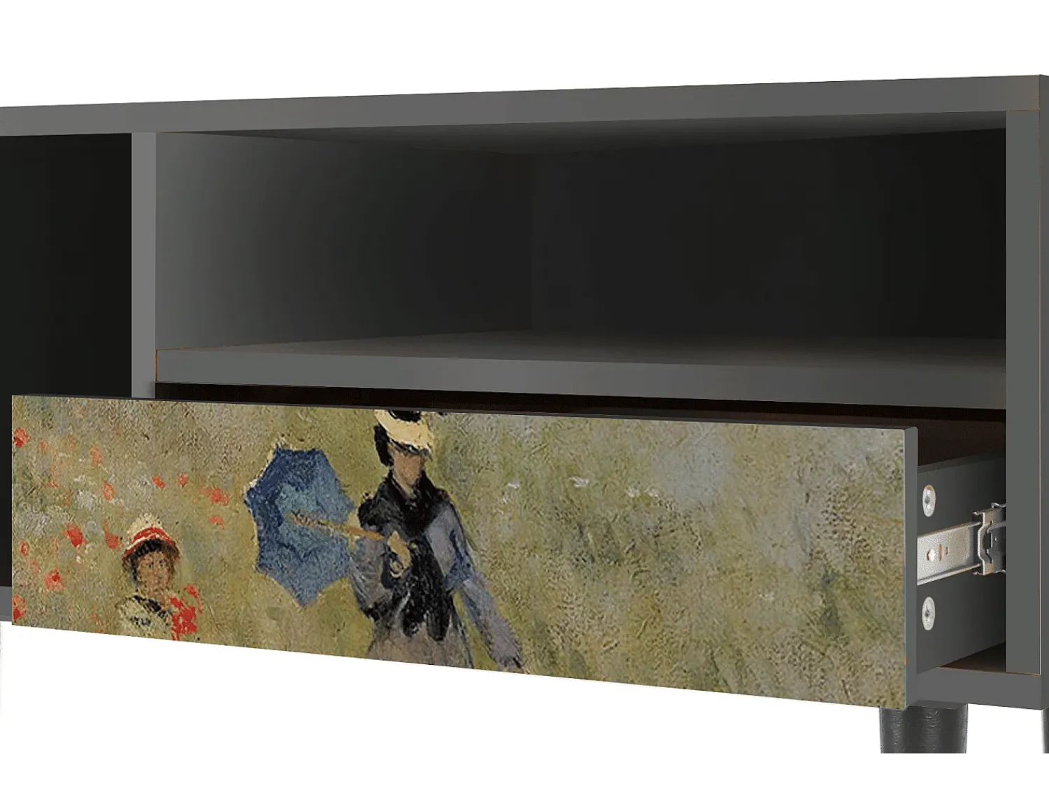 Móvel De Tv| Mueble de TV - 115х59х48 cm - T3 - The Poppy Field , Antracite Cinza antracite