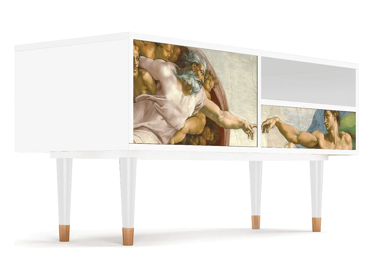 Mueble de TV - 115х59х48 cm - T3 - The Creation of Adam, Branco^ Móvel De Tv