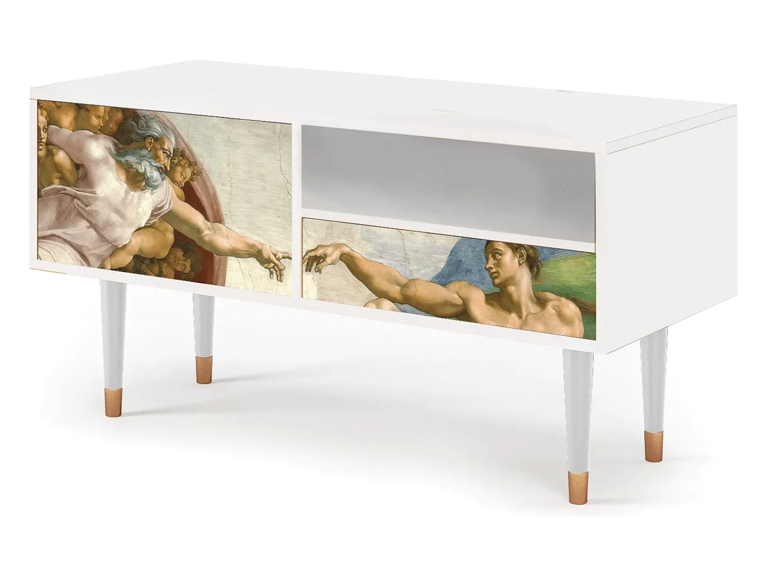 Mueble de TV - 115х59х48 cm - T3 - The Creation of Adam, Branco^ Móvel De Tv