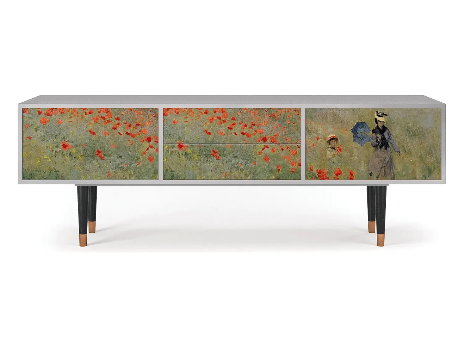 Móvel De Tv* Mueble de TV - 170х59х48 cm - T4 - The Poppy Field , Cinza Cinzento