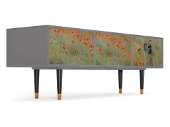 Móvel De Tv* Mueble de TV - 170х59х48 cm - T4 - The Poppy Field , Cinza Cinzento