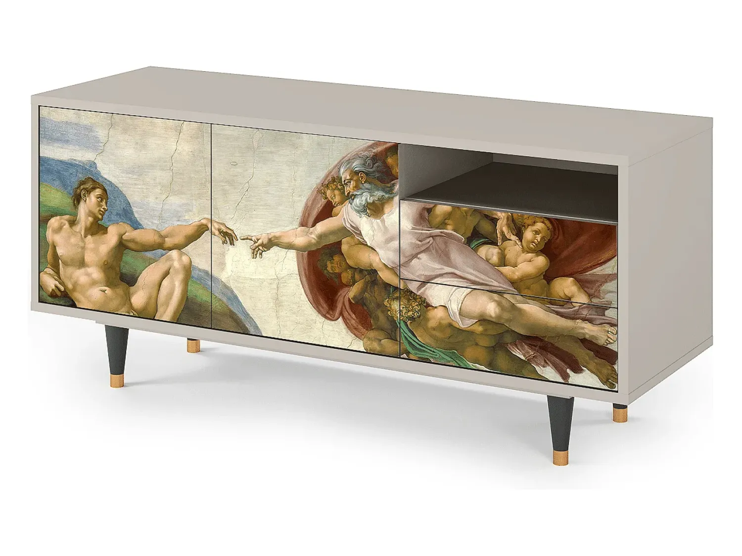 Móvel De Tv| Mueble de TV - 125х56х41 cm - T7 - The Creation of Adam, Areia Bege
