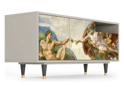 Móvel De Tv| Mueble de TV - 125х56х41 cm - T7 - The Creation of Adam, Areia Bege