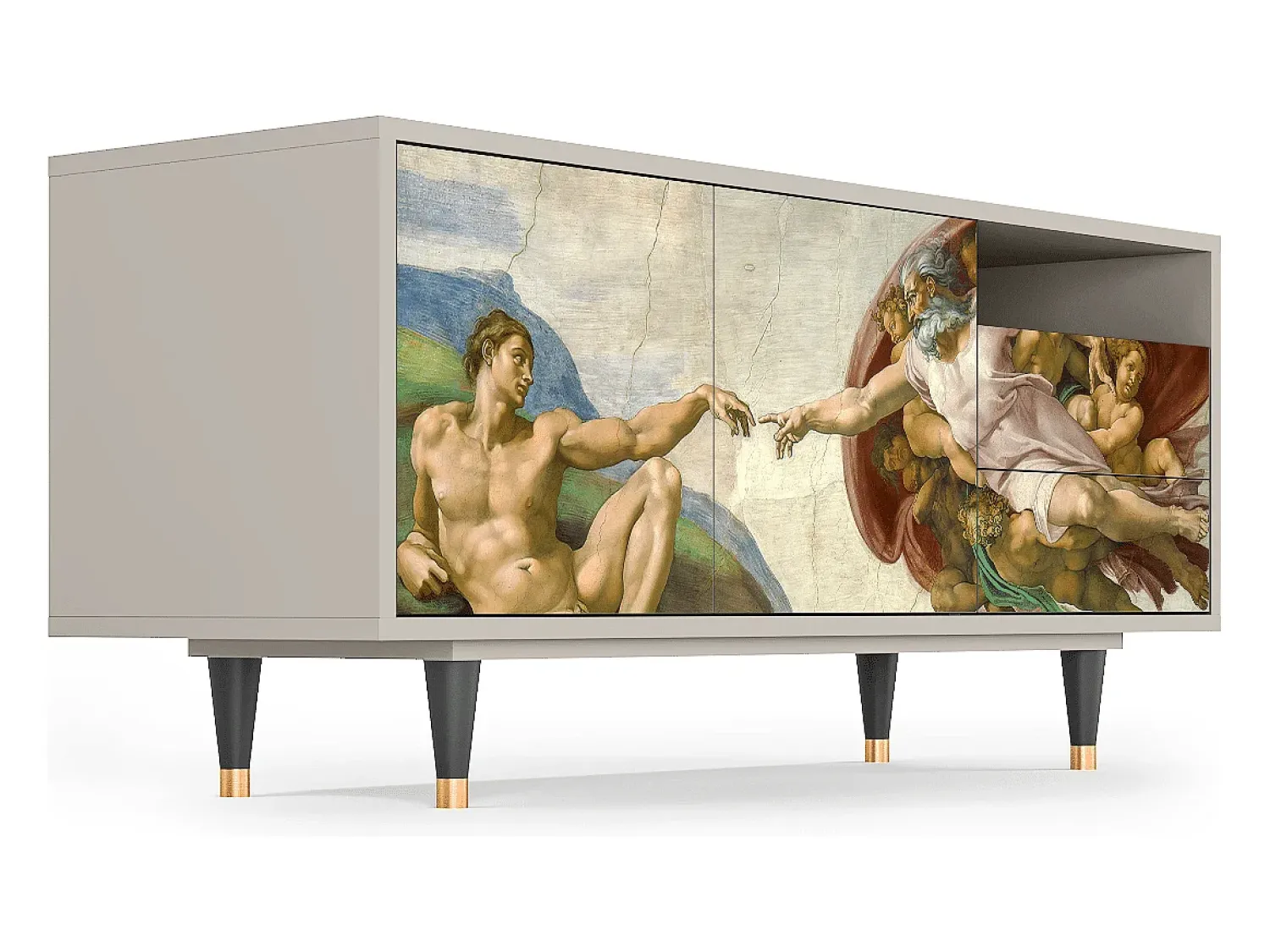 Móvel De Tv| Mueble de TV - 125х56х41 cm - T7 - The Creation of Adam, Areia Bege