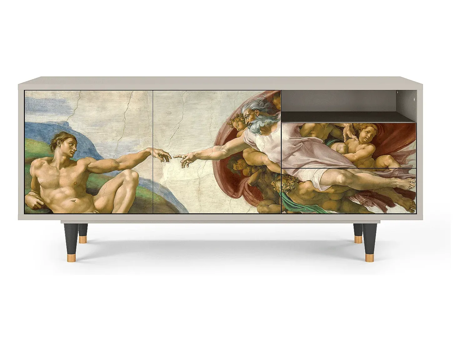 Móvel De Tv| Mueble de TV - 125х56х41 cm - T7 - The Creation of Adam, Areia Bege