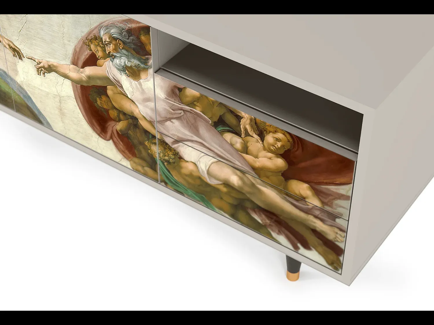 Móvel De Tv| Mueble de TV - 125х56х41 cm - T7 - The Creation of Adam, Areia Bege