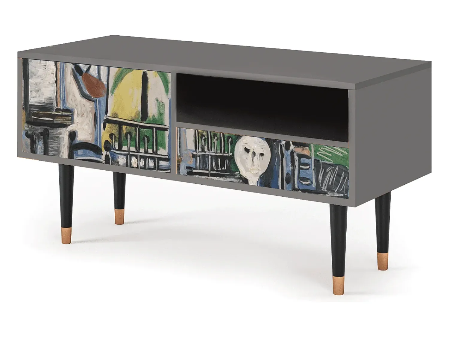 Móvel De Tv* Mueble de TV - 115х59х48 cm - T3 - The Studio , Cinza Cinzento