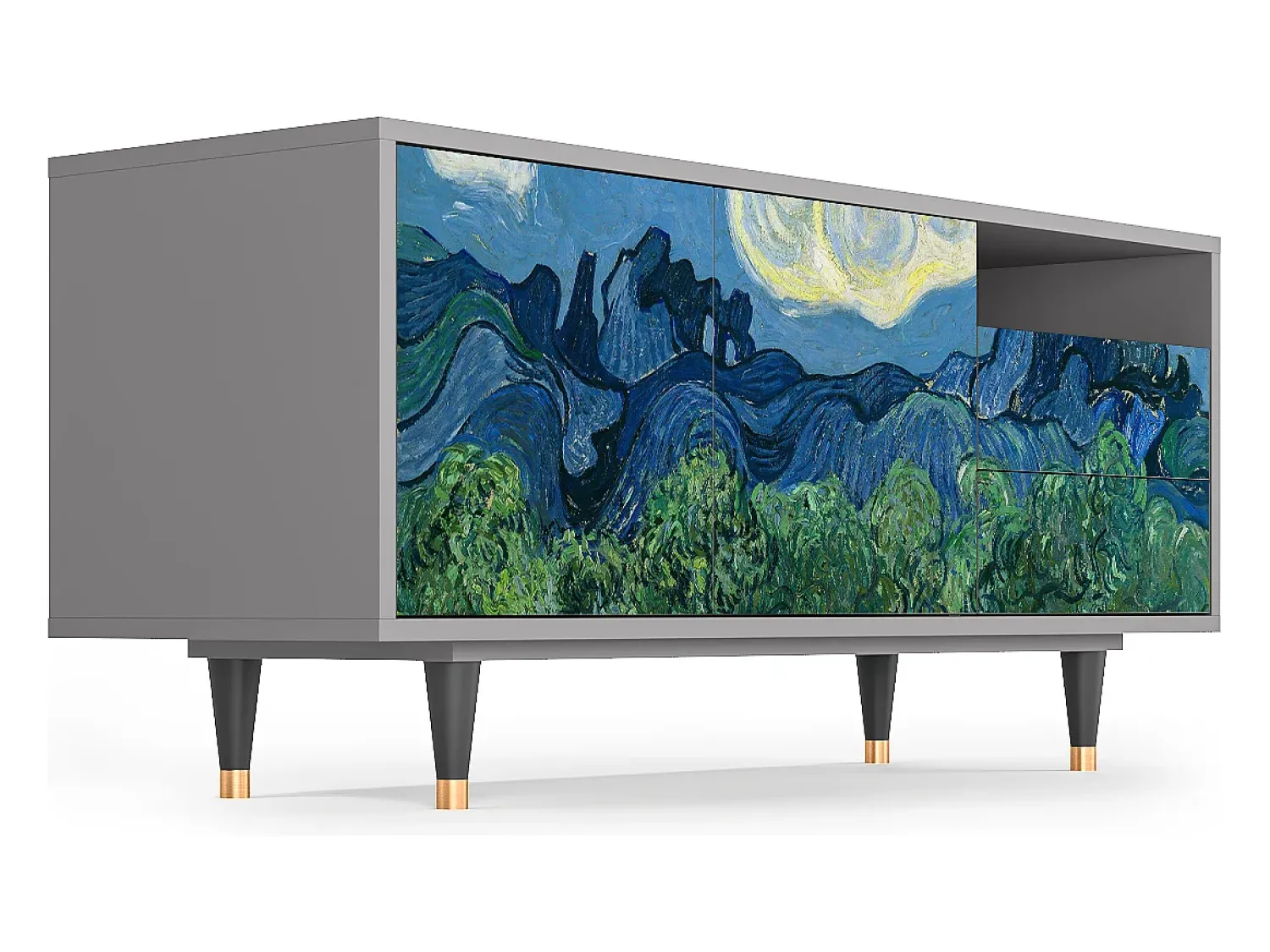 Discount Mueble de TV - 125х56х41 cm - T7 - The Oil Trees, Cinza Cinzento