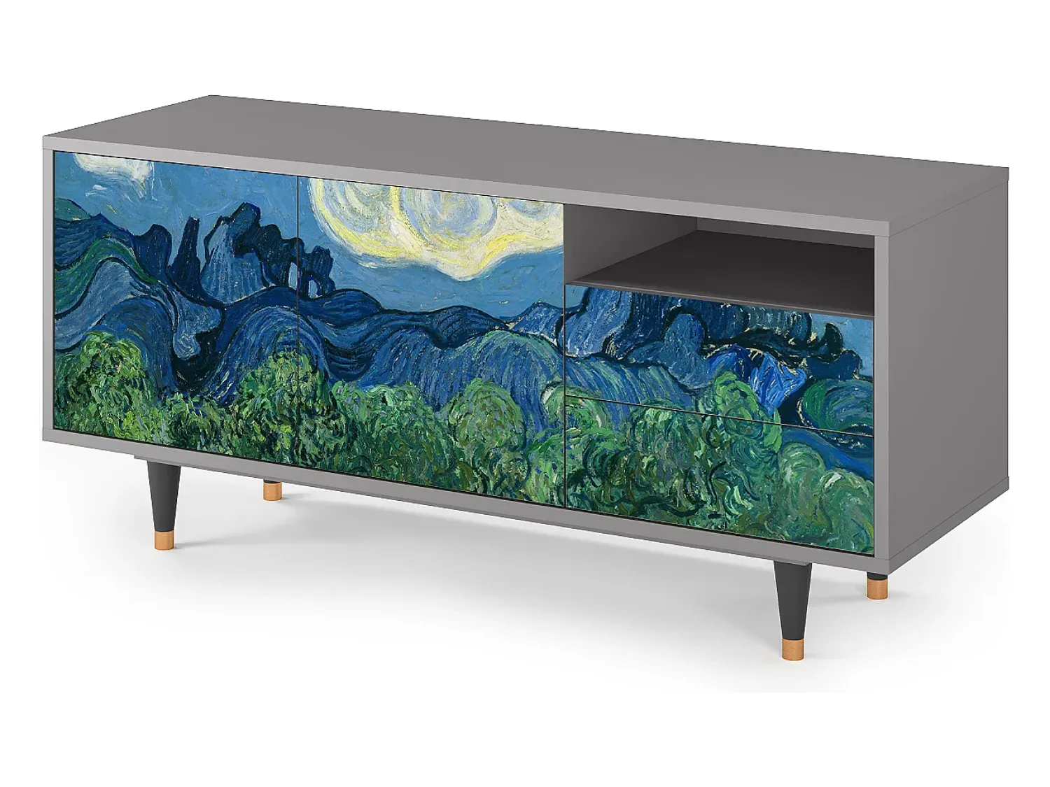 Discount Mueble de TV - 125х56х41 cm - T7 - The Oil Trees, Cinza Cinzento