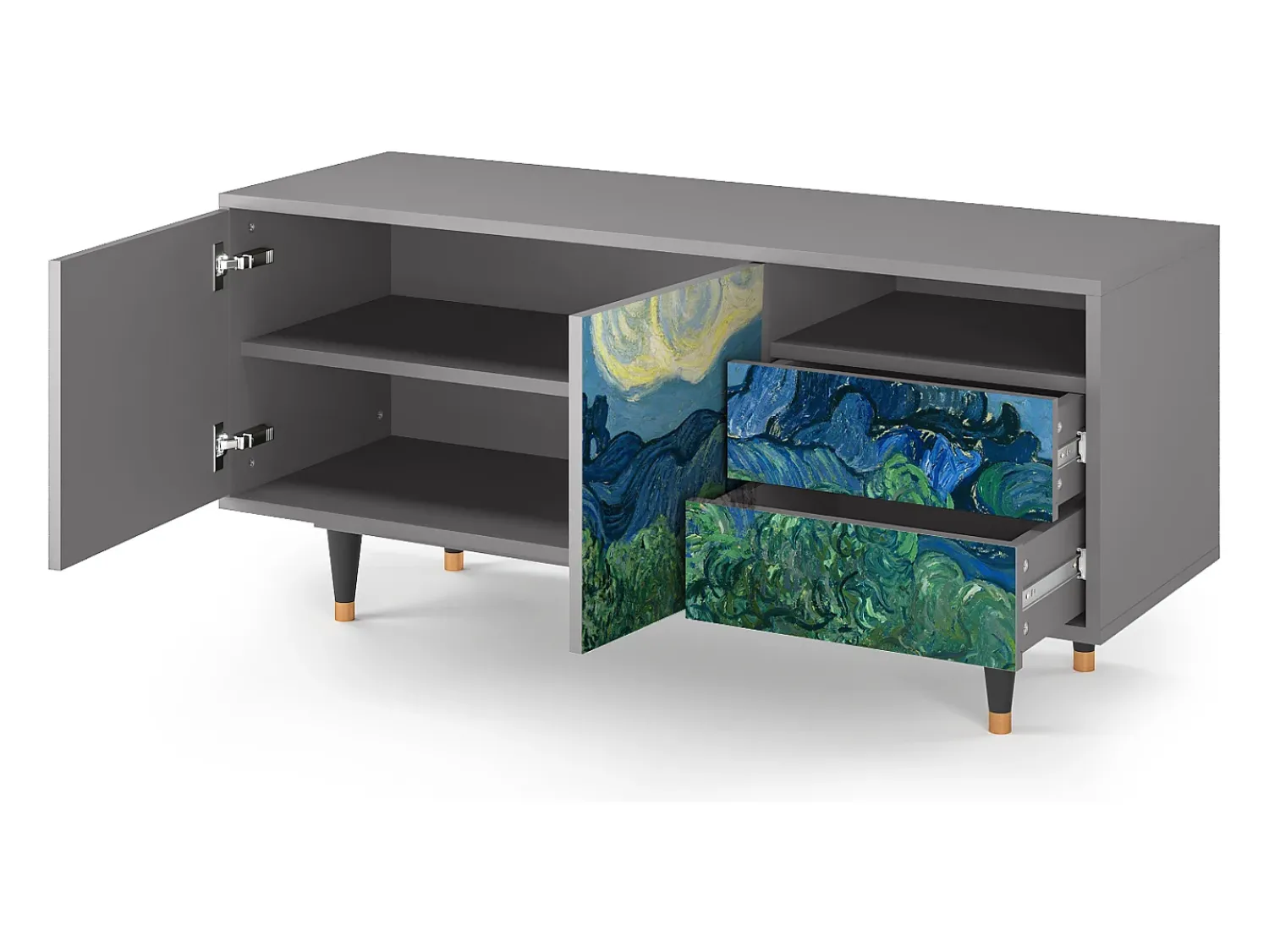 Discount Mueble de TV - 125х56х41 cm - T7 - The Oil Trees, Cinza Cinzento