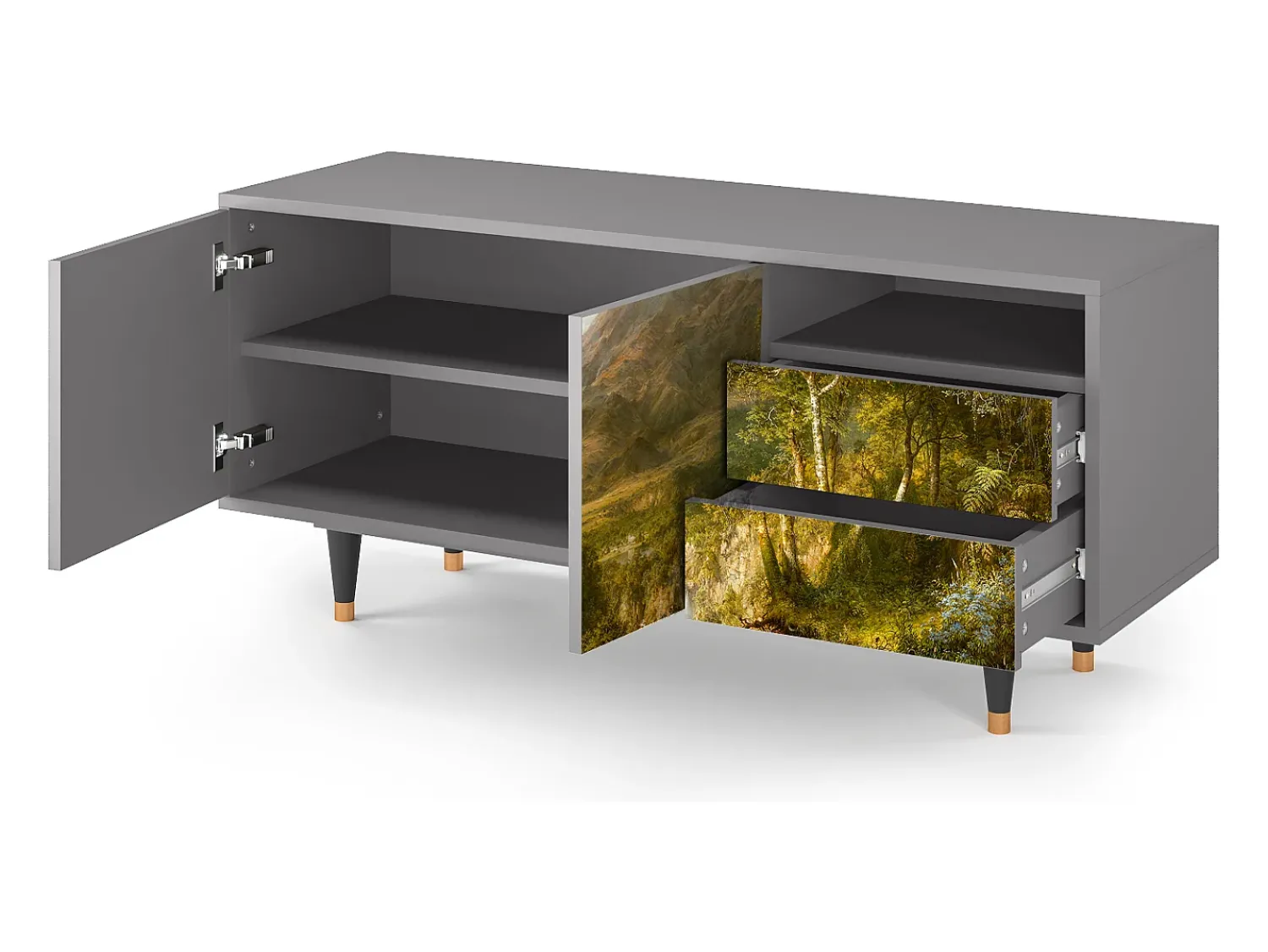 Online Mueble de TV - 125х56х41 cm - T7 - The Heart of the Andes , Cinza Cinzento