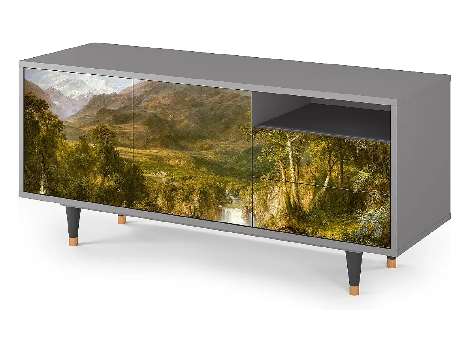 Online Mueble de TV - 125х56х41 cm - T7 - The Heart of the Andes , Cinza Cinzento