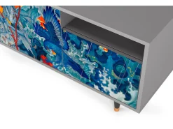 Móvel De Tv| Mueble de TV - 125х56х41 cm - T7 - The Girl - James Jean, Cinza Cinzento
