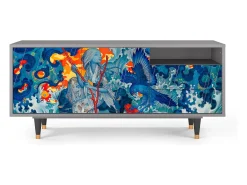 Móvel De Tv| Mueble de TV - 125х56х41 cm - T7 - The Girl - James Jean, Cinza Cinzento