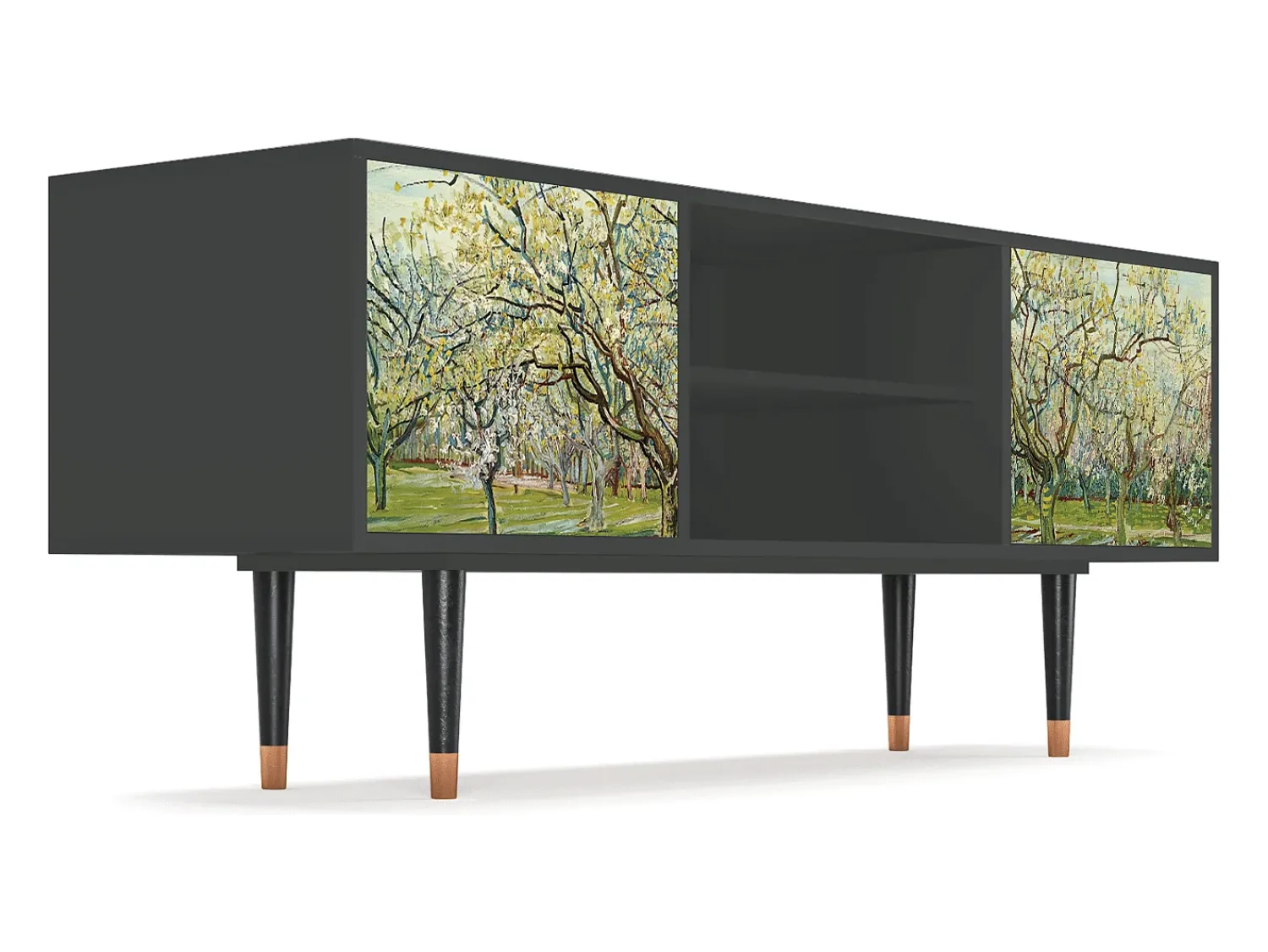 Móvel De Tv* Mueble de TV - 170х69х48 cm - T2 - The Branco Orchard, Antracite Cinza antracite