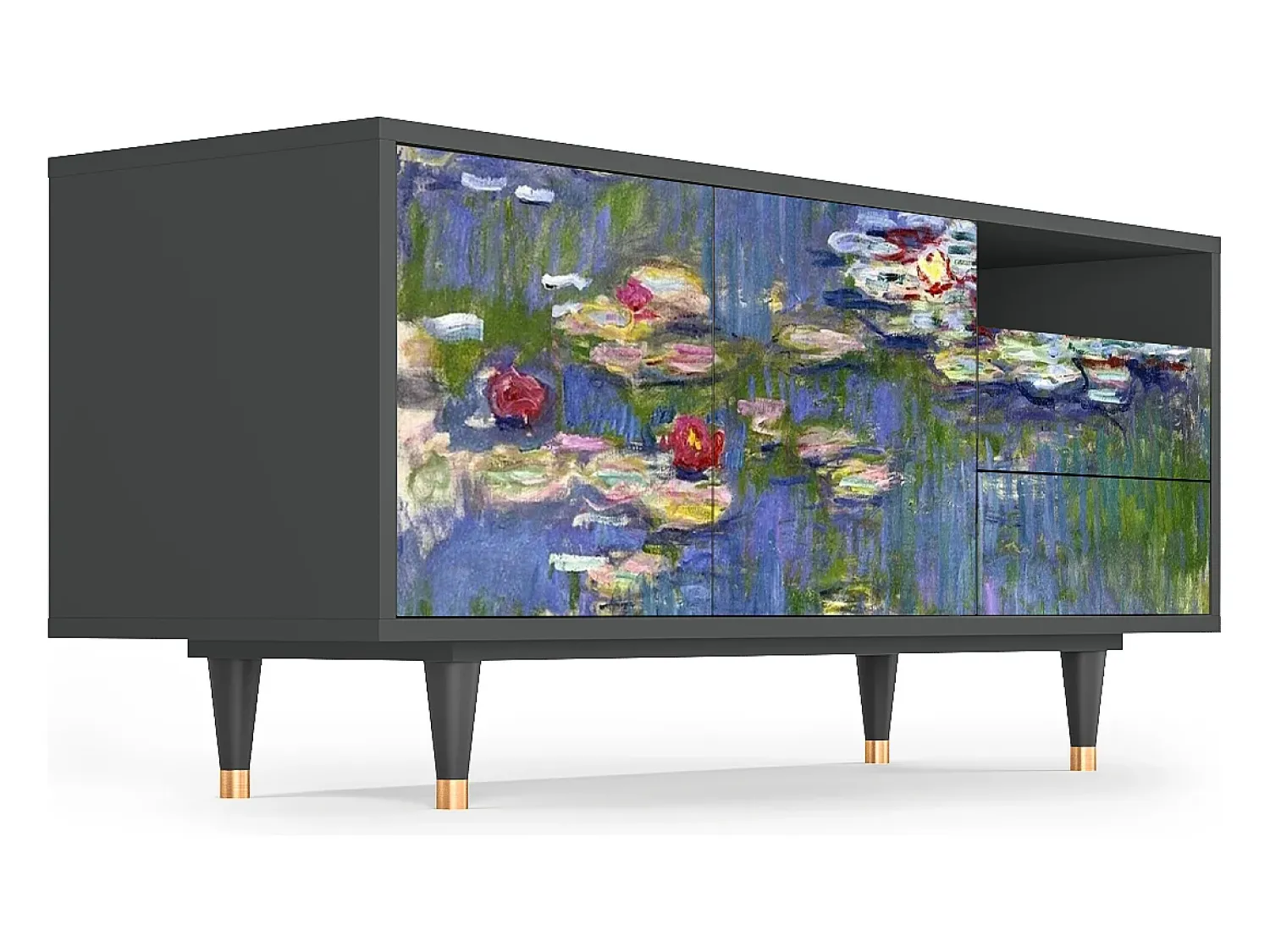 Móvel De Tv| Mueble de TV - 125х56х41 cm - T7 - The water lily pond , Antracite Cinza antracite